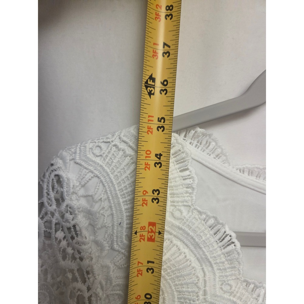 Lulus White Lace Crochet Short Sleeve V Neck Fit‎ Flare Mini Dress Women's L - Picture 6 of 6